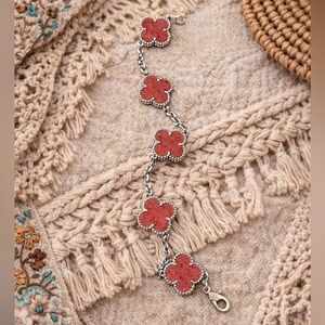 Pink Clover 925 Silver Bracelet 7.5 in